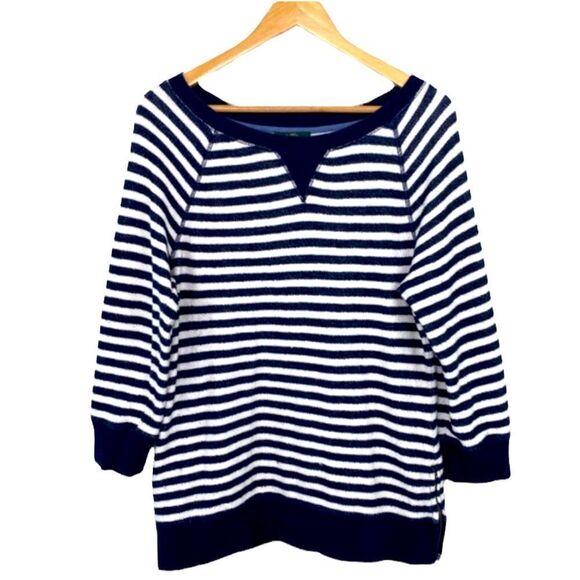 Ralph Lauren navy and white stripe 3/4 sleeve sweatshirt size medium - Picture 1 of 5